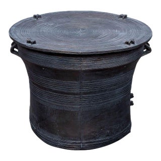 1990s Vintage Southeast Asian Rain Drum Accent Table For Sale