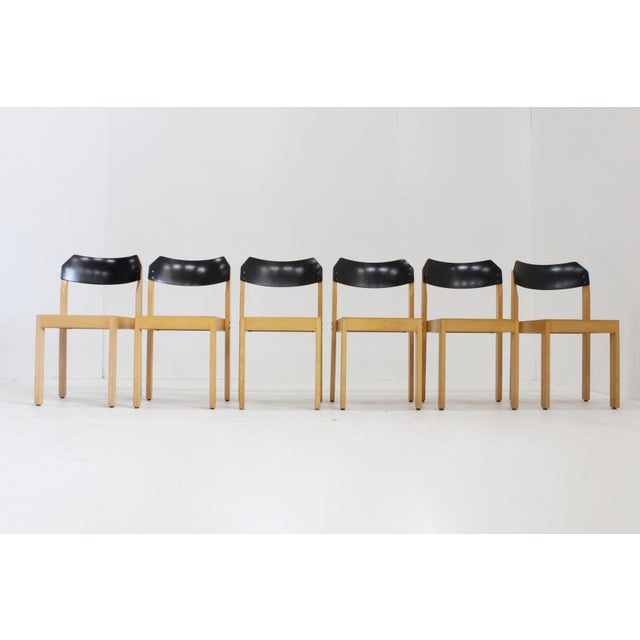 Black Vintage Stackable Dining Chairs, 1970s, Set of 6 For Sale - Image 8 of 11