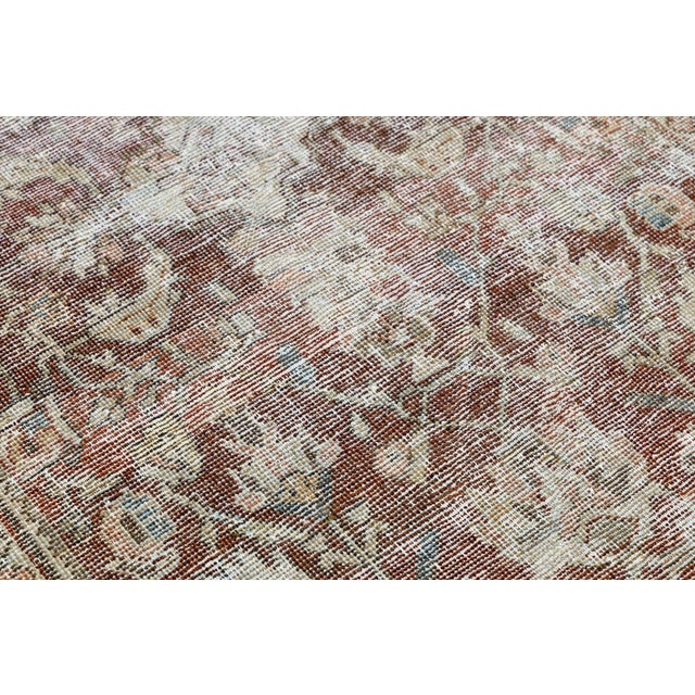 Late 19th Century 19th Century Antique Malayer Wool Runner Rug With Muted Rust & Neutral Distressed Patina For Sale - Image 5 of 9