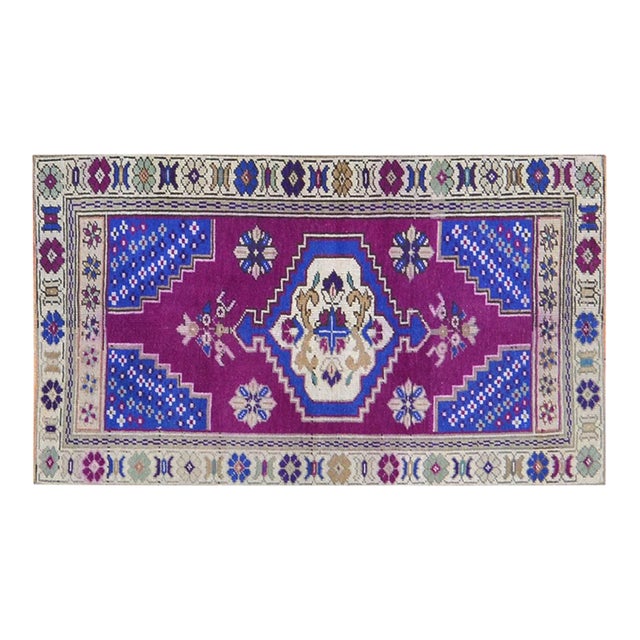 Vintage Turkish Anatolian Hand Knotted Wool Rug, 2'4''x3'4'' For Sale