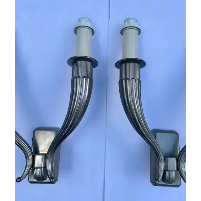 French Art Deco Jacques Ruhlmann Style Silver Wall Sconces, George v Hotel Paris For Sale In Philadelphia - Image 6 of 12