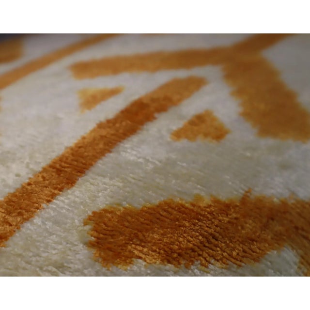 Mid-Century Modern Handmade Light Brown Silk Velvet Throw Pillow & Down Insert For Sale - Image 3 of 12