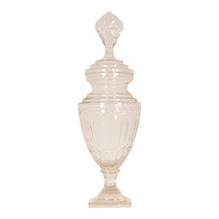 Victorian Sweetmeat Jar Cut Crystal Antique Footed Glass Urn Vase Ginger Jar Covered Coupe For Sale