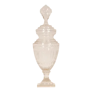Victorian Sweetmeat Jar Cut Crystal Antique Footed Glass Urn Vase Ginger Jar Covered Coupe