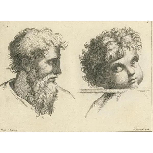 Mid 18th Century Beauvais, Generations in Profile: Time's Contrast, 1740, Print For Sale - Image 5 of 6