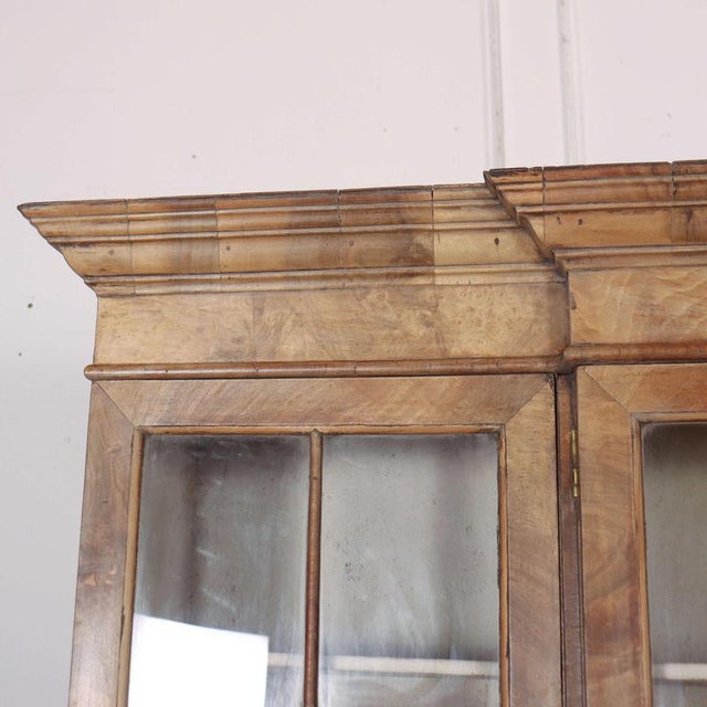 Wonderful 19th Century English bleached walnut breakfront bookcase. Lovely size and adjustable shelves in the top section....