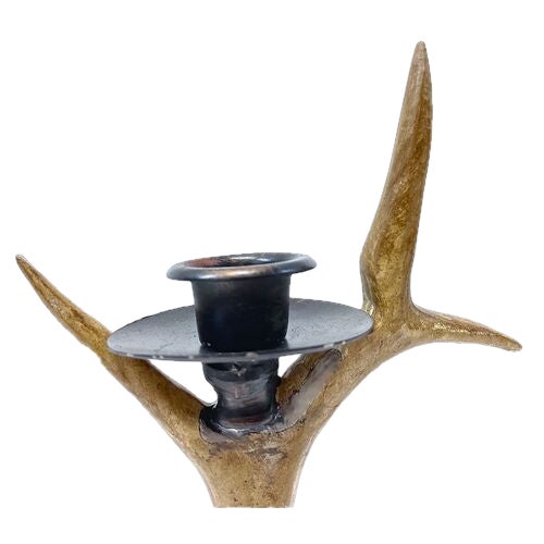 Pair Vintage Composite Faux Antler Candle Holders For Sale In Atlanta - Image 6 of 7