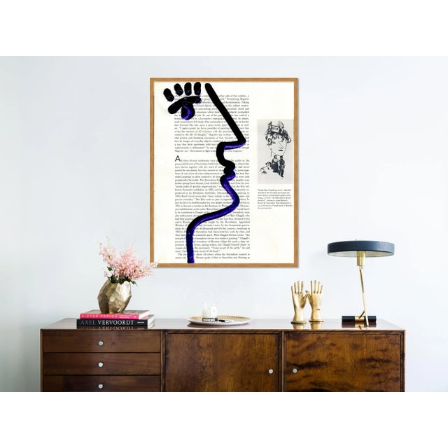 Contemporary Purple Face 1 by Virginia Chamlee in Gold Frame, Medium Art Print For Sale - Image 3 of 4