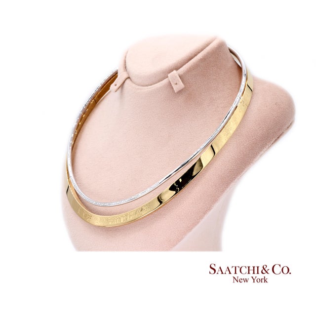 Early 21st Century 18k (750) Two Toned Yellow and White Gold Choker Necklace For Sale - Image 5 of 8