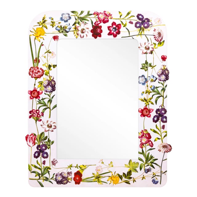 Fleur Home x Chairish Liz Marsh Floral Sprinkle Mirror For Sale