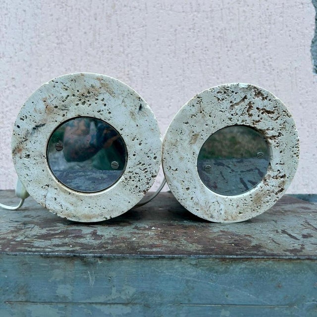 Gold Travertine Table Lamps by Giuliano Cesari for Nucleo, 1971, Set of 2 For Sale - Image 8 of 11