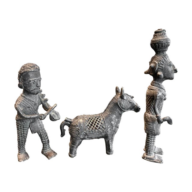 A trio of charming figures from the Orissa area in India. Made in the lost wax method, this labor intensive process has...