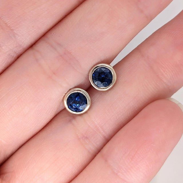 These simple studs are quite a statement with the deep rich blues of the sapphire. Made to be worn every day with safe and...
