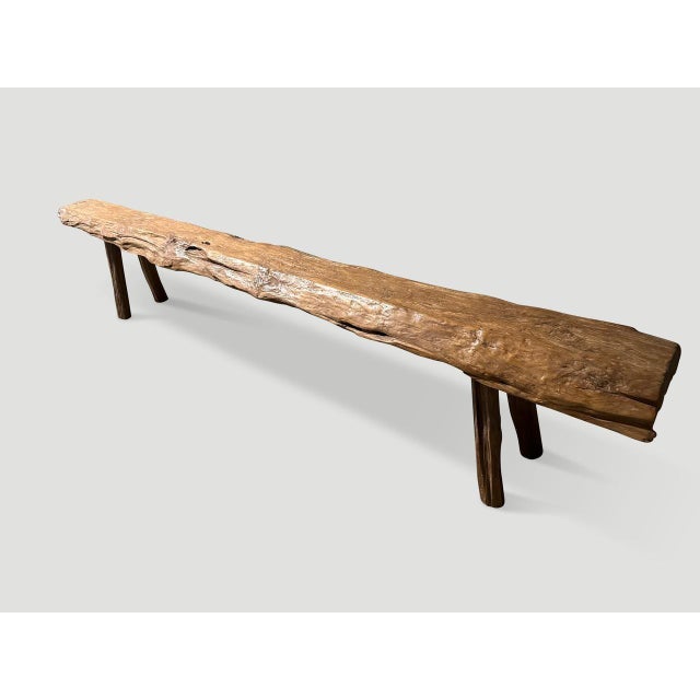 Andrianna Shamaris Teak Wood Log Bench For Sale In New York - Image 6 of 6