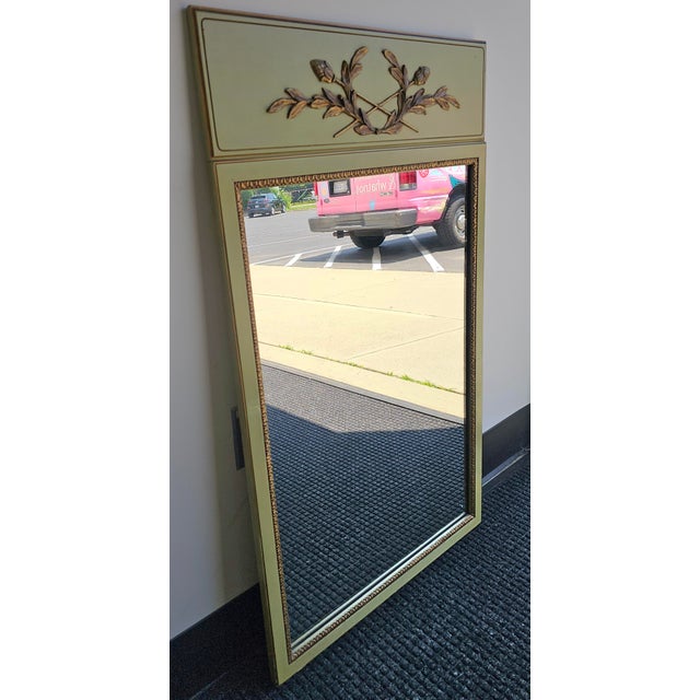 Mid 20th Century Continental Partial Gilt and Green Painted and Decorated Frame Mirror For Sale - Image 4 of 6