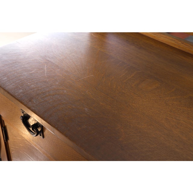 Gustav Stickley Sideboard Model 816, Signed "Als Ik Kan" Joiner's Compass Decal, Arts & Crafts Craftsman Workshop, C. 1907–1912 For Sale In Portland, OR - Image 6 of 12