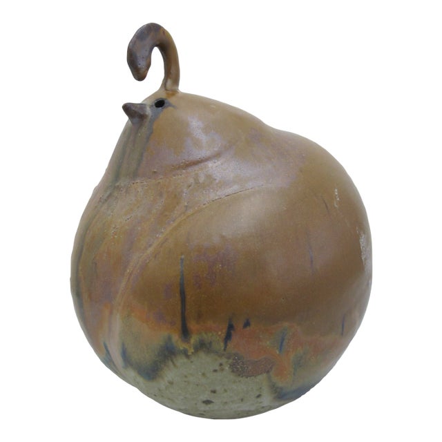 Large Chickadee Fat Hen Globular Earthenware Farmhouse Pottery Sculpture For Sale