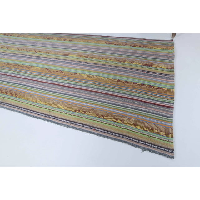 1970s Vintage Turkish Oushak Handmade Wool Cotton Green Area Rug For Sale In San Francisco - Image 6 of 11