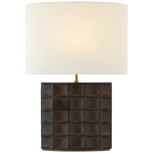 Struttura Medium Table Lamp in Crystal Bronze with Linen Shade Designer: Kelly Wearstler Height: 28.25" Shade Detail: 20"...
