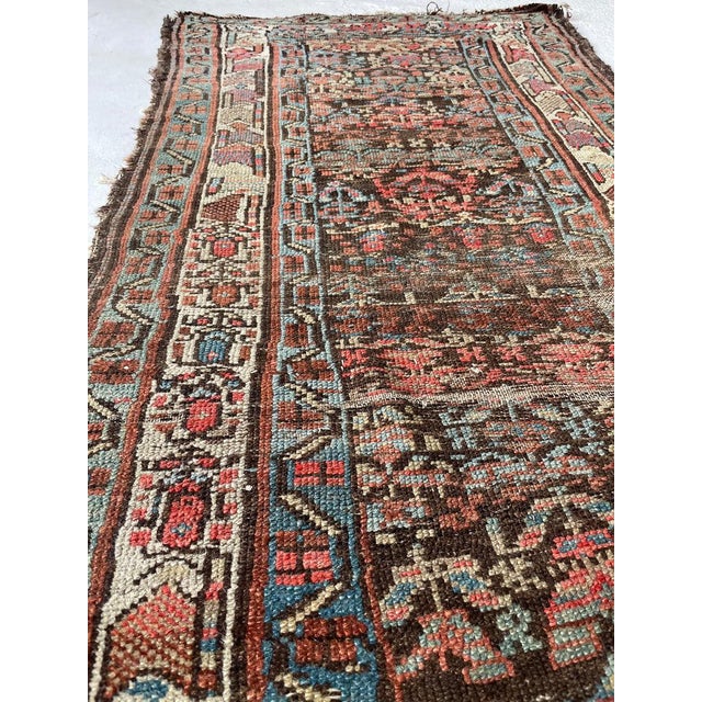 Antique Kurdish in Rare Size and Colors Rug 3 x 7.6 For Sale In Milwaukee - Image 6 of 9