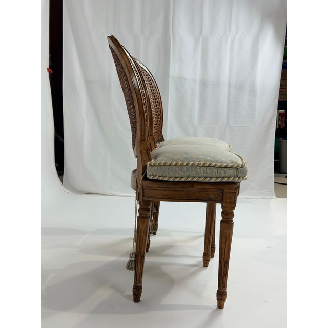 French Pair of Vintage Louis XVI Style Italian Cane Back Side Chairs For Sale - Image 3 of 8