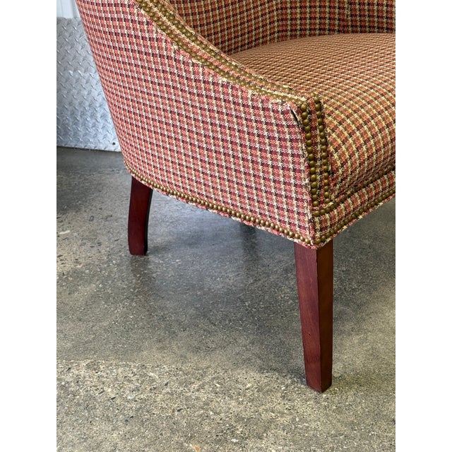 Late 20th Century Houndstooth Upholstered Wingback Chair by Hickory White For Sale - Image 9 of 12