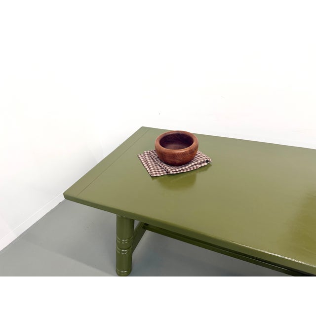 Olive Green Lacquered Dining Table from DLG Georges Robert, 1970 For Sale - Image 14 of 18