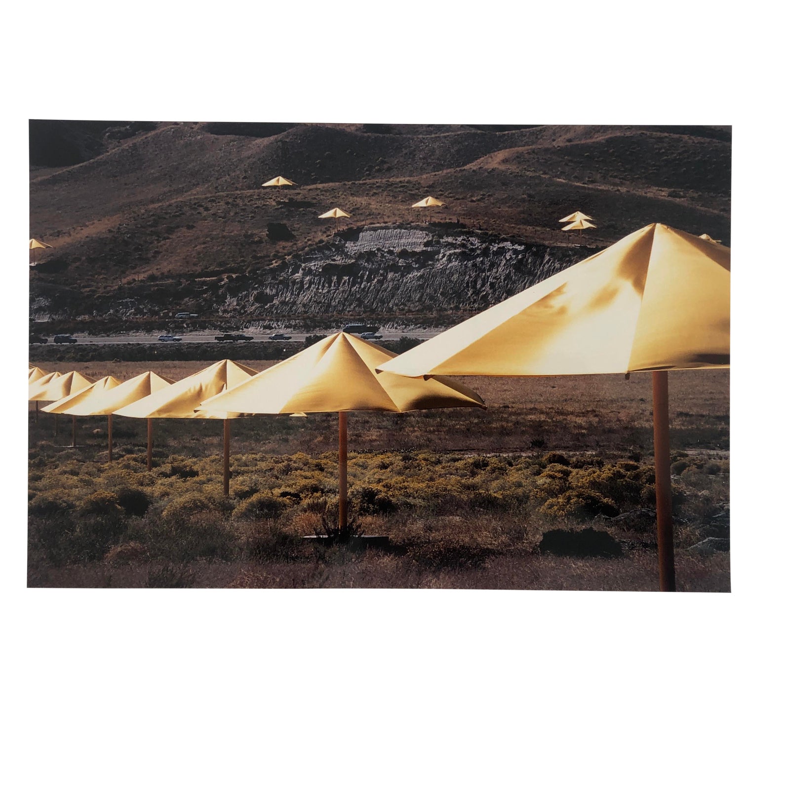 Color Photo of Christo & Jeanne Claude's the Umbrellas by Garo 1991