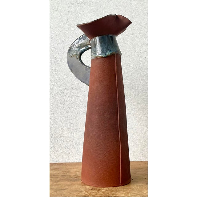 Vintage Boho Original Studio Pottery Pitcher For Sale - Image 4 of 10