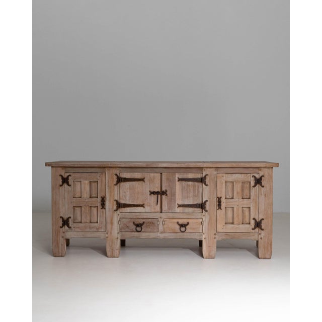 1970s French Brutalist Oak Buffet With Iron Hardware For Sale - Image 17 of 18