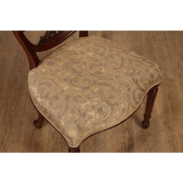 1940s Hepplewhite Inspired Set Of Eight Mahogany Carved Oval Back Dining Chairs For Sale - Image 5 of 18