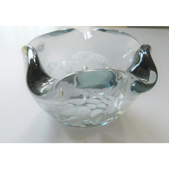 1950s Italian Murano Art Glass Clear Crystal Etched Nut/Candy Dish For Sale - Image 10 of 11