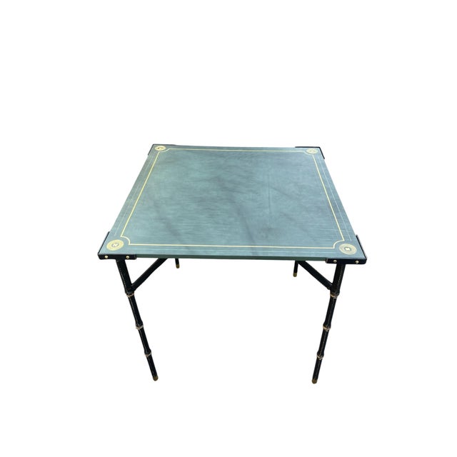 Stitched Leather Game Table from Jacques Adnet, 1950s, in Very Good conditions. Designed 1950 to 1959 I have official...