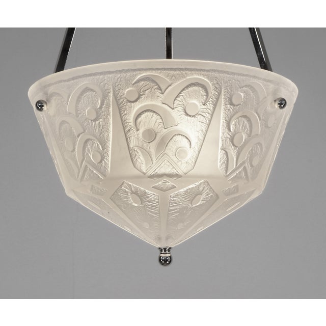 Silver French Art Deco Pendant Light by Daum 1930 France For Sale - Image 8 of 14