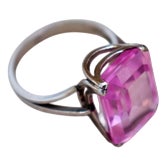 White Gold Ring with Double Band and Ruby For Sale