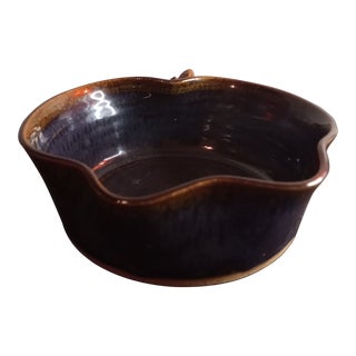1970s Signed Glazed Apple Shaped Bowl For Sale