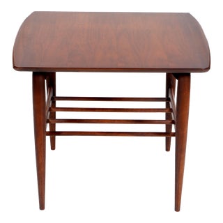 1960s Mid Century Modern Flared Edge Walnut Lamp Table Side Table by Bassett For Sale