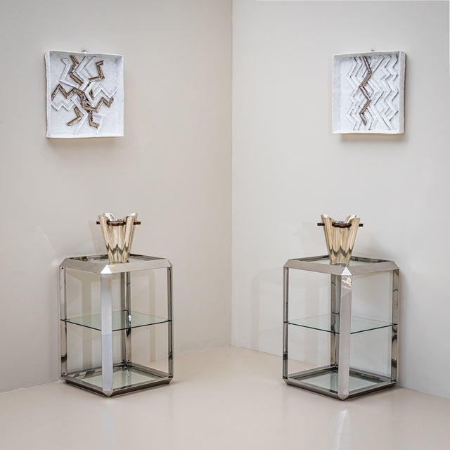 Metal Pair of P800 Side Tables by Alberto Rosselli for Saporiti, Italy, 1970s For Sale - Image 7 of 7