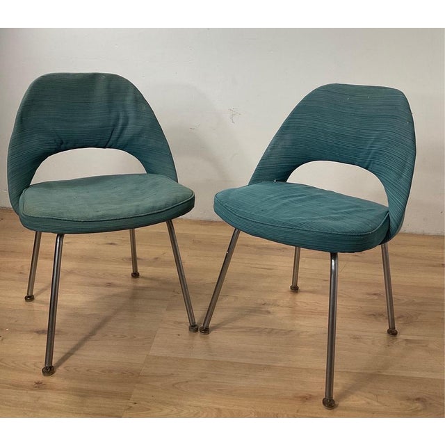 Set of Conference Chairs with Steel Legs by Saarinen, 1960s For Sale - Image 3 of 15