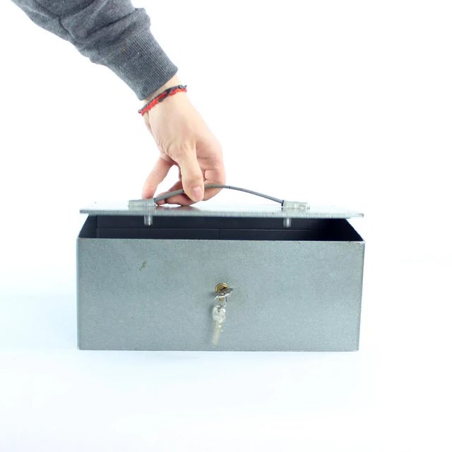 Metal Vintage Steel Safe Deposit Box, Czechoslovakia, 1980s For Sale - Image 7 of 13