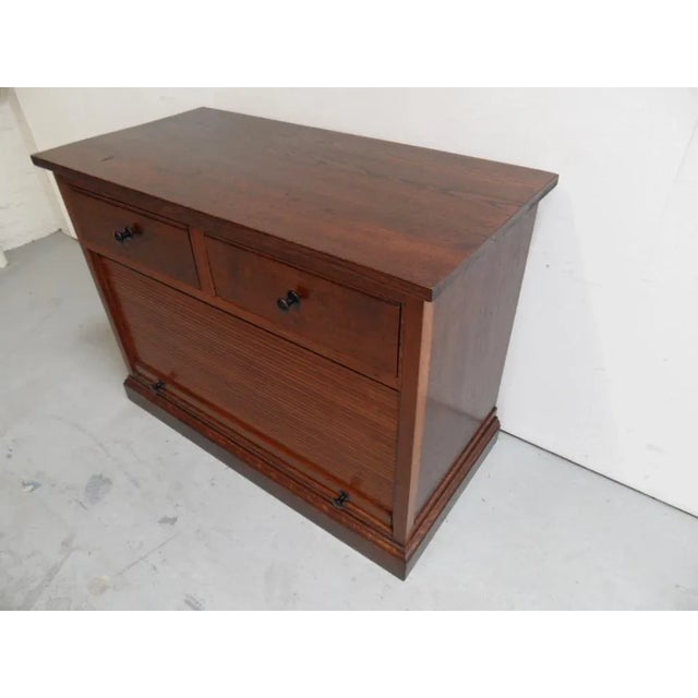 Vintage Dutch Oak Filing Cabinet with Roller Shutter, 1920s For Sale - Image 3 of 9