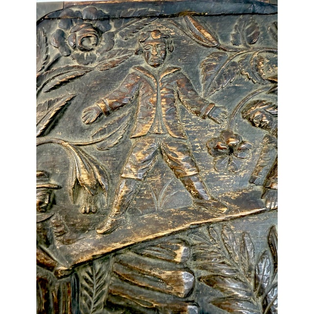 Antique 19th Century Victorian Hand Carved Wood Brass Folk Art Sculptural Box For Sale - Image 9 of 18