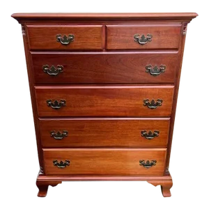 Early 20th Century Chippendale Style Solid Mahogany 5 Drawer Dresser
