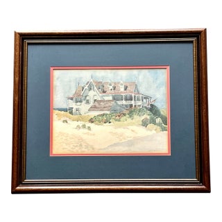 Late 20th Century Vintage "House by the Sea" Cape May, New Jersey Framed Print From Original Waterco For Sale