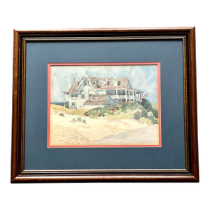 Late 20th Century Vintage "House by the Sea" Cape May, New Jersey Framed Print From Original Waterco