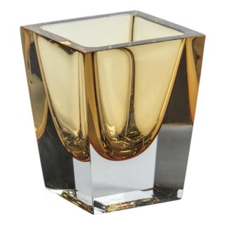 Carrara Polished Amber Glass Vase, 4" For Sale