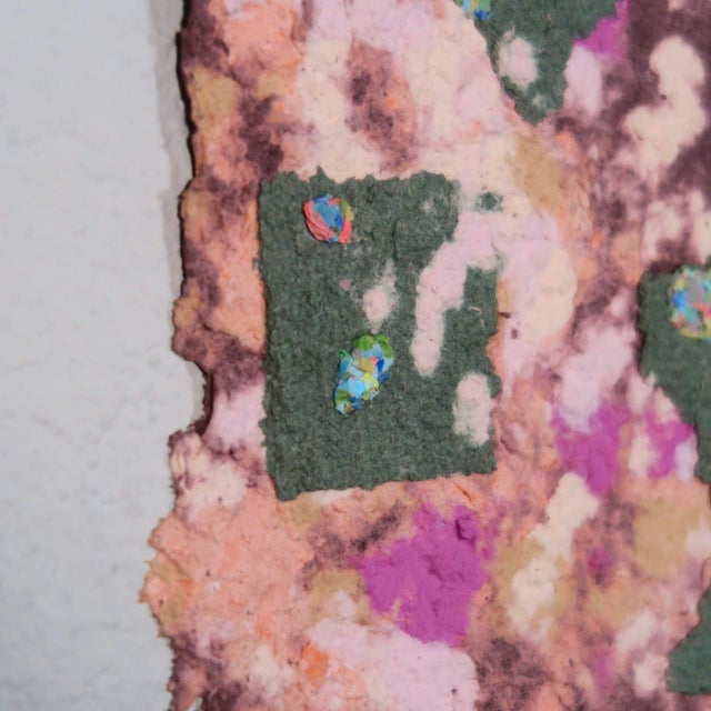 Contemporary Fiber Base Mixed Media Painting in Plum, Coral, and Green With Jewel-Like Color Accents by Casey R Klein For Sale In Tulsa - Image 6 of 9