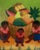 Oil Painting work of Haitian Naive Art Chldren and Fruits Oil on board Signed Size: 24 x 20 in Frame 26 x 22 in,