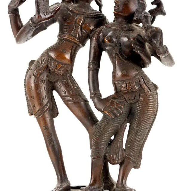 Krishna with Gopi Bronze Sculpture For Sale - Image 6 of 9