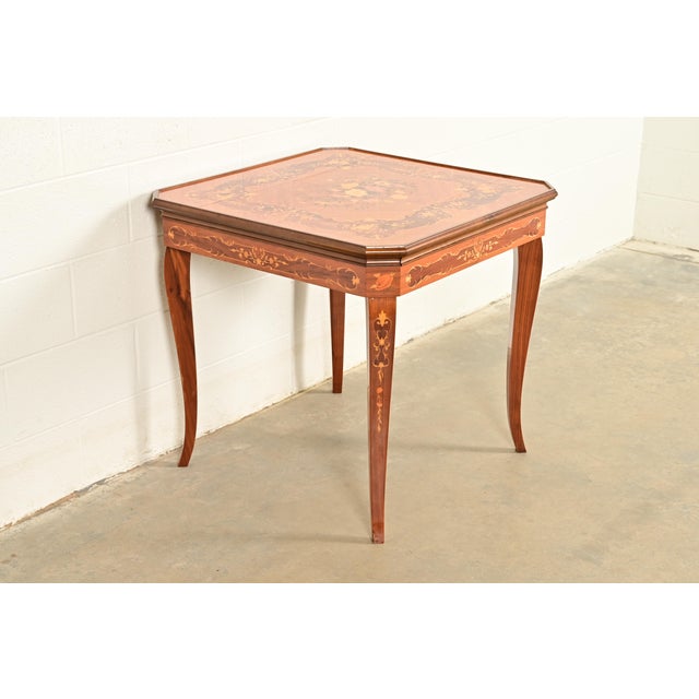 Italian Louis XVI Kingwood Inlaid Marquetry Flip Top Game Table For Sale - Image 16 of 16